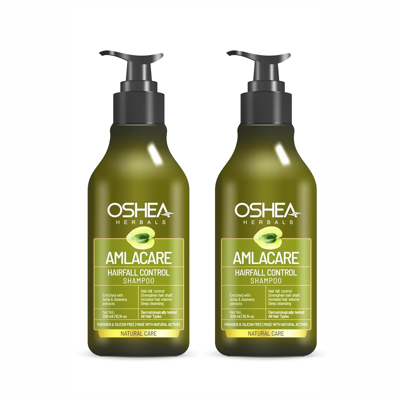 Oshea Herbals Amlacare Hairfall Control Shampoo for Men & Women | Strengthens Hair, Reduces Hairfall & Dandruff | Enriched with Aloe Vera & Amla Extracts - 300 ml (Pack of 2)