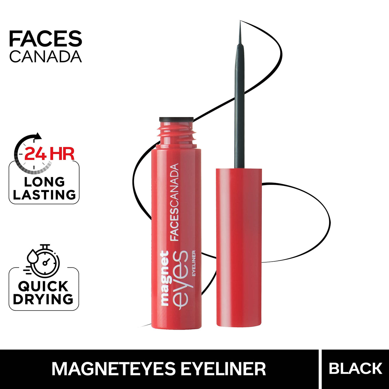 FACESCANADA Magneteyes Liquid Eyeliner - Black,3.5Ml|Intense Matte Finish|Quick Drying|24Hr Long Lasting|Fine Tip For Precise Smooth Application|Almond Oil Enriched|Waterproof|Smudgeproof