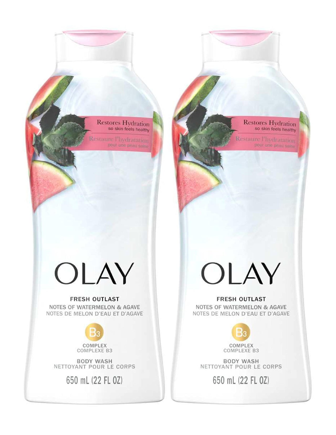 Olay Fresh Outlast Notes of Watermelon & Agave Body Wash, 22 fl oz/650ml (ONLY 1 PCS)
