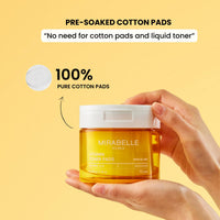 Mirabelle Korea Vitamin Toner Pads | Hydrating & Brightening | Korean Skincare for Glowing Skin | Niacinamide & Vitamin to Reduces Dark Spots | Removes Makeup Residue | 70 Pads