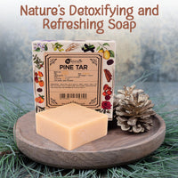 Naturalis Pine Tar Soap – Handmade Cold Pressed Soap Infused with Pine Tar Oil – Natural, Luxury Soap for Deep Skin Nourishment, Moisturizing and Refreshing, 100g