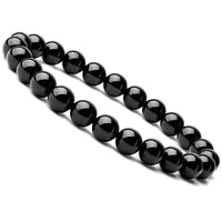WRCXSTONE Natural 8mm Gorgeous Semi-Precious Gemstones Healing Crystal Stretch Beaded Bracelet Unisex Black Onyx