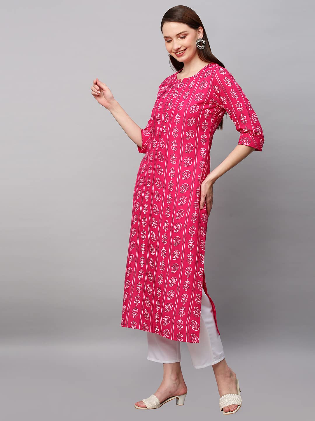 GoSriKi Women's  Cotton Blend Printed Straight Kurta