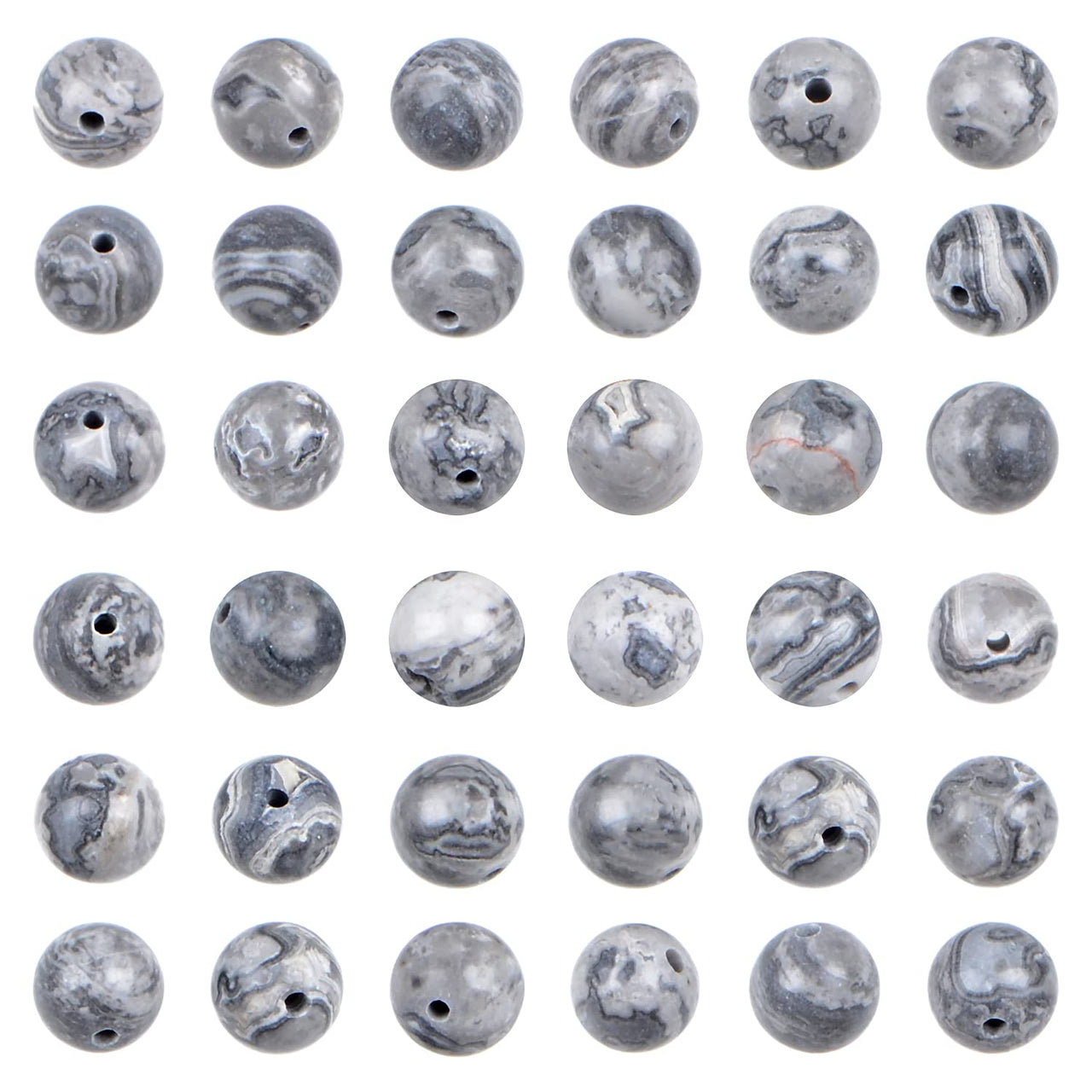 Bymitel 210pcs Natural Crystal Beads Stone Gemstone Round Energy Healing Loose Beads with Stretch Cord for Jewelry Making Bracelets Anklets (Map Jasper, 6mm 210pcs) Map Jasper