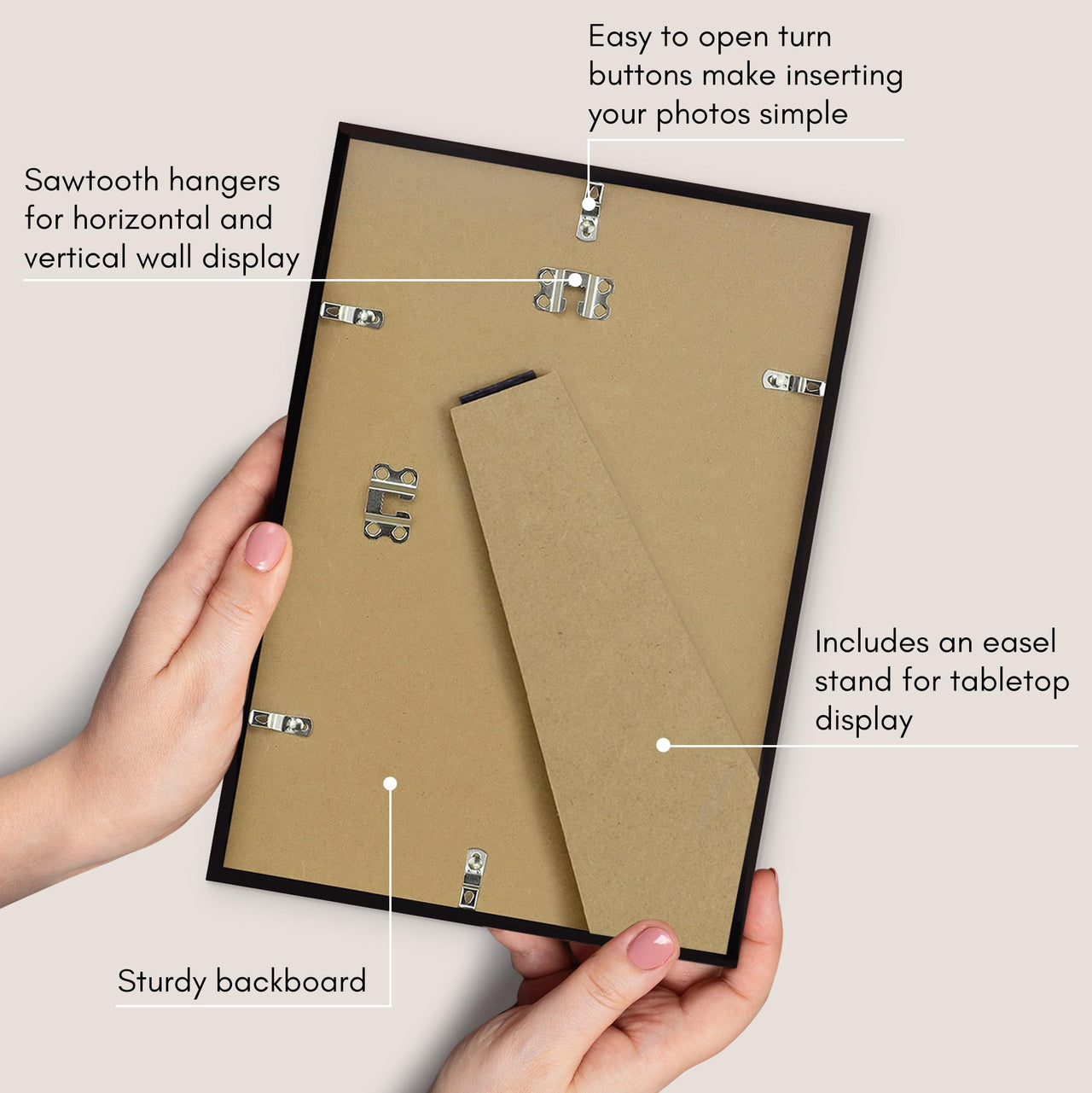 Americanflat 9x13 Picture Frame in Black - Thin Border Photo Frame with Shatter-Resistant Glass, Hanging Hardware, and Built-in Easel for Horizontal or Vertical Display Formats for Wall or Tabletop