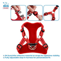 Best Pet Supplies Voyager Adjustable Dog Harness with Reflective Stripes for Walking, Jogging, Heavy-Duty Full Body No Pull Vest with Leash D-Ring, Breathable All-Weather - Harness (Red), L Harness (Red) L (Chest: 20 - 25