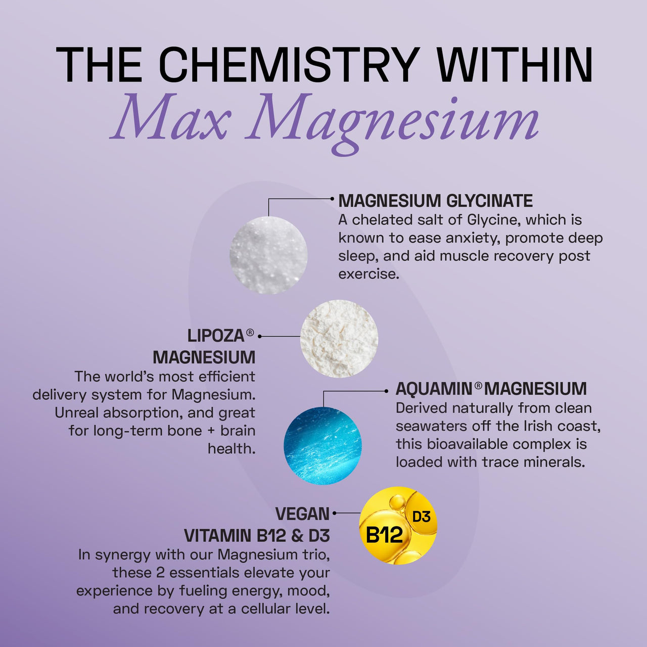 Ace Blend Max Magnesium (180 tablets) | 1600mg Triple Complex | 440mg Elemental Magnesium | Calcium, Vegan Vitamin B12 & D3 | Promotes Deep Sleep, Muscle Recovery & Heart Health