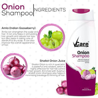 VCare Small Onion Shampoo for Hair Growth 200ml and Hair Fall Control - With Shallot Onion and Amla Suitable for Both Men & Women (Pack Of 4)