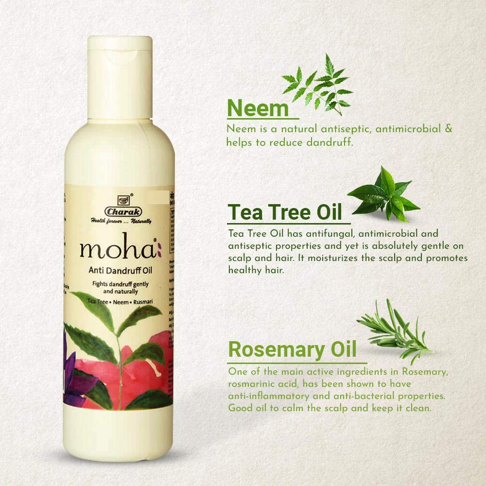 moha: Anti Dandruff Oil With Benefits Of Tea Tree Oil, Neem Oil, Hibiscus OIl, Rosemary Oil | Unisex Hair Oil For All Hairs - 200ml (Pack of 2) | Hair Oil For Men & Women
