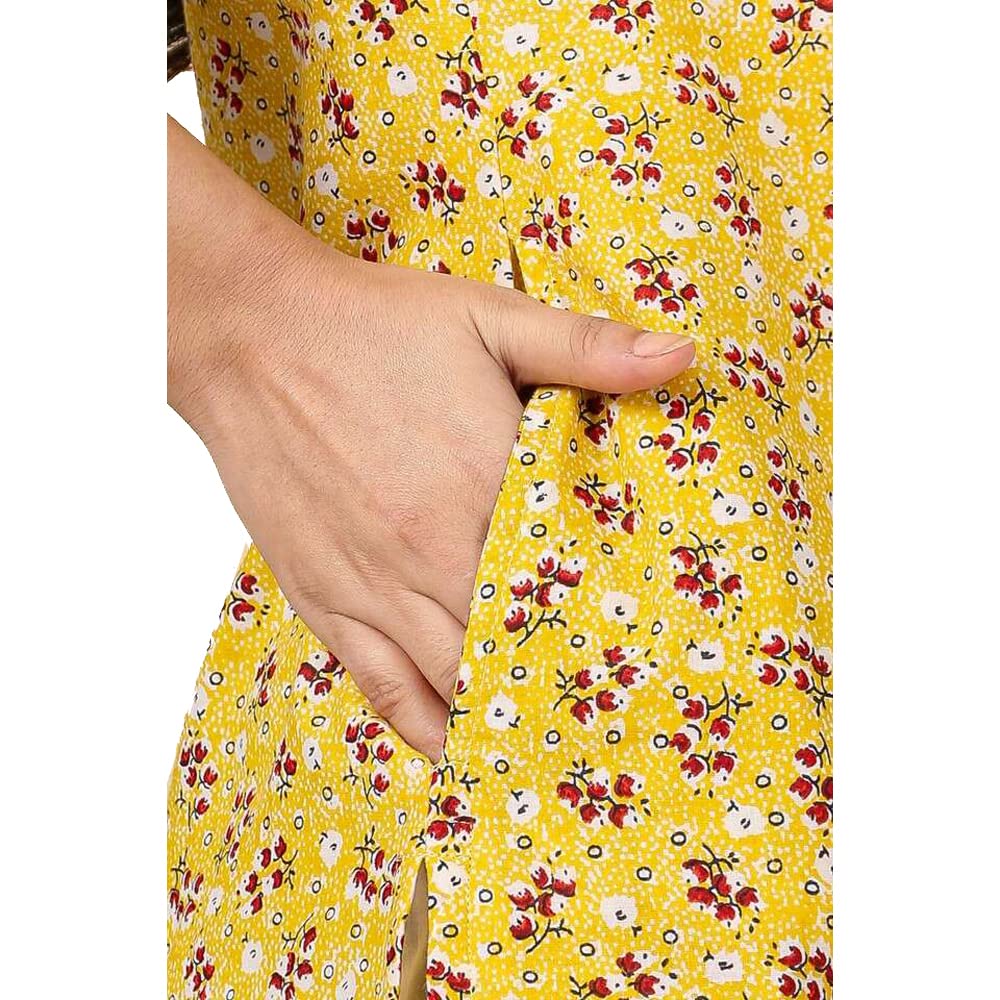 in. fuse by Shoppers Stop Mandarin Neck Printed Cotton Women Straight Fit Kurta