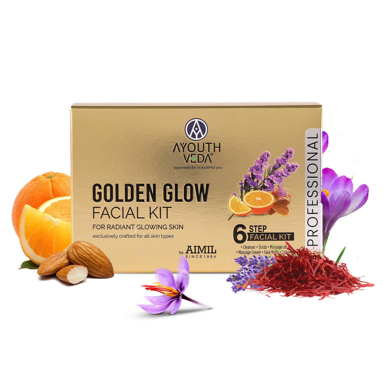 Ayouthveda Golden Glow Facial Kit | Bright & Glowing Skin 45g | Facial Kit for New Year Celebration Glow