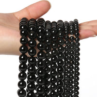 35pcs 10mm Natural Stone Beads Black Obsidian Beads Energy Crystal Healing Power Gemstone for Jewelry Making, DIY Bracelet Necklace
