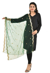 YOUTHQUAKE Heavy Embellished Plastic Mirror Net Dupatta for Womens & Girls