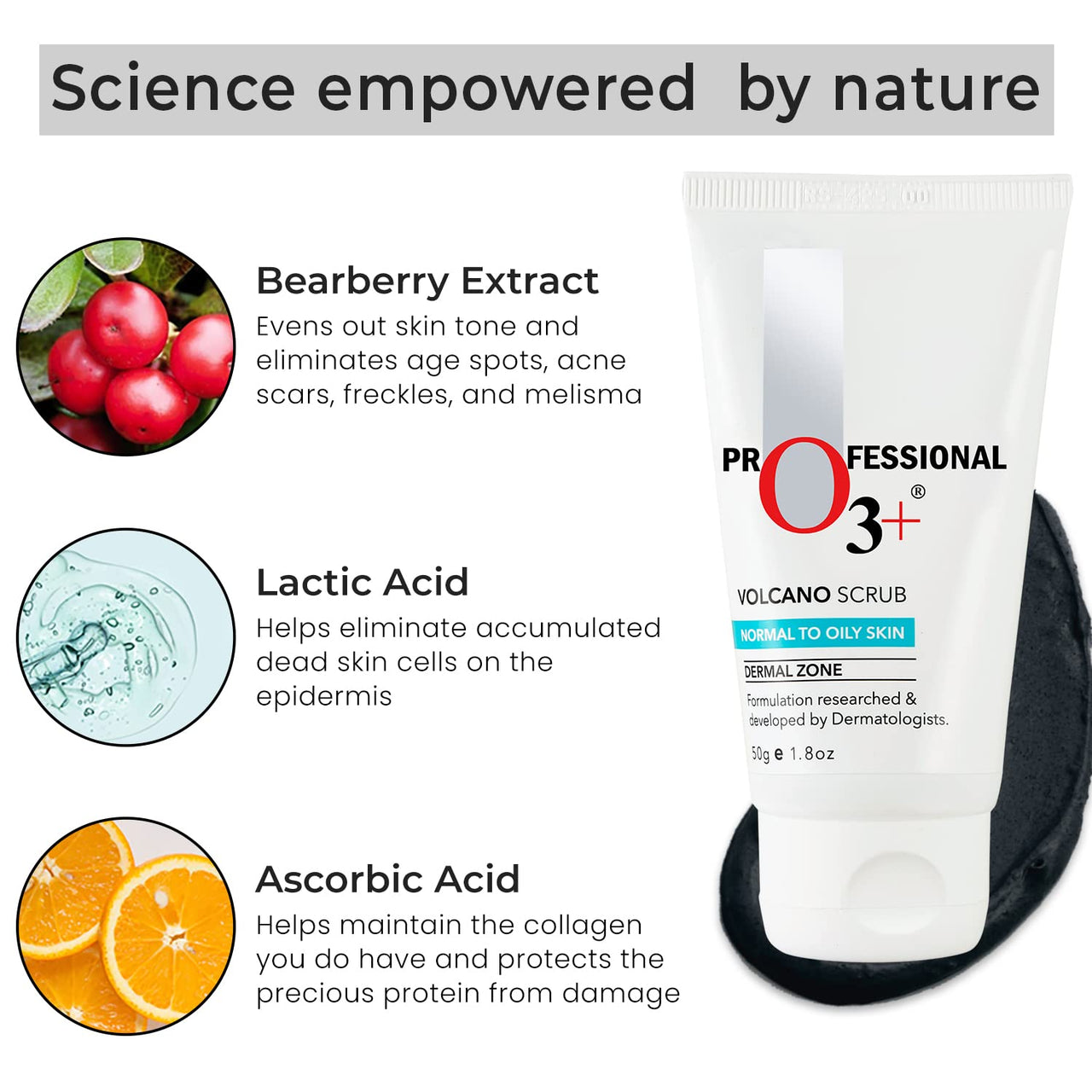 O3+ Volcano Scrub (50G) & O3+ Brightening and Whitening Face Wash, 50g Combo