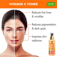 Vaadi Herbals Vitamin C Facial Toner| With Witch Hazel & Niacinamide | Skin Brightening, Hydrating & Anti-Ageing (110 ml)