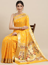 Pandadi Saree Women's  Paithani Silk Saree With Blouse Piece