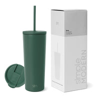 Simple Modern Insulated Tumbler with Lid and Straw | Iced Coffee Cup Reusable Stainless Steel Water Bottle Travel Mug | Gifts for Women Men Her Him | Classic Collection | 24oz | Forest -Forest