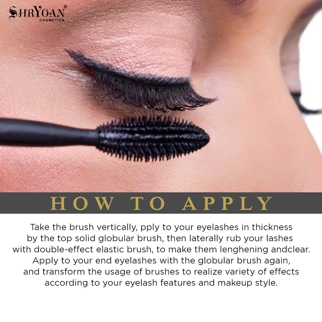 Shryoan Black Out Mascara | Long Lasting & Volume Lashes with Smudge Proof & Waterproof, Intense Black Formula (10g)