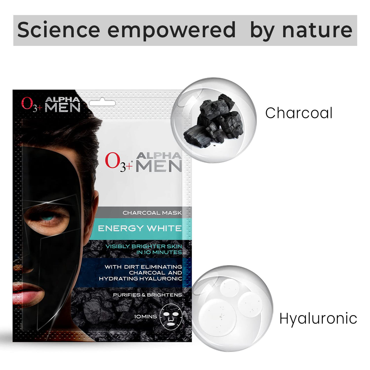 O3+ Power Foil D-Tan Face sheet mask for Skin Brightening Face Mask 20 ml & O3+ ALPHA MEN Energy White Charcoal Face Sheet Mask 30g with Charcoal & Hydrating Hyaluronic to Purify & Brighten Skin Combo