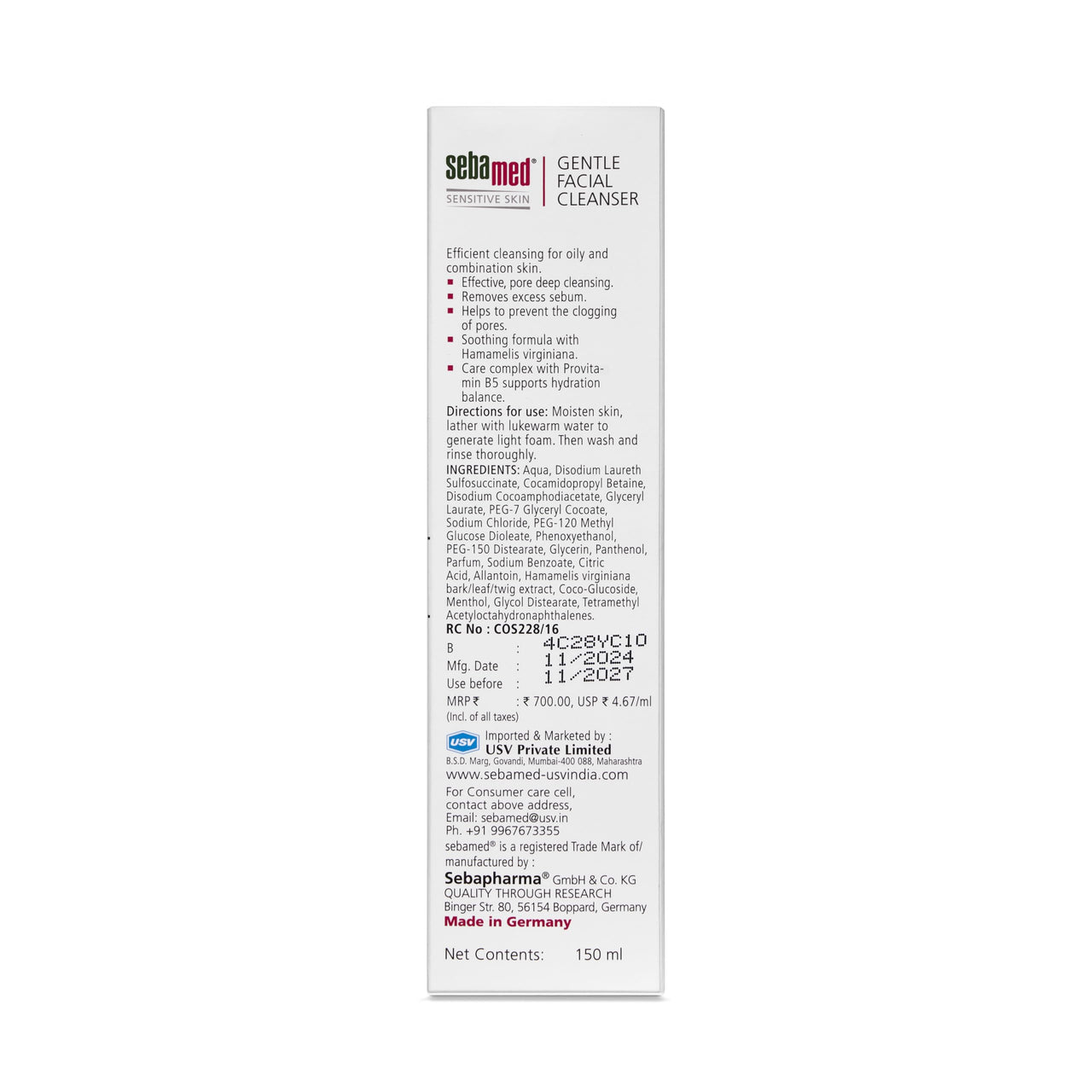 Sebamed gentle facial cleanser for oily & combination skin | pH5.5 | Daily Face Wash for acne prone skin | Provitamin B5 | Gentle foam | Protect skin's natural barrier, 150ml