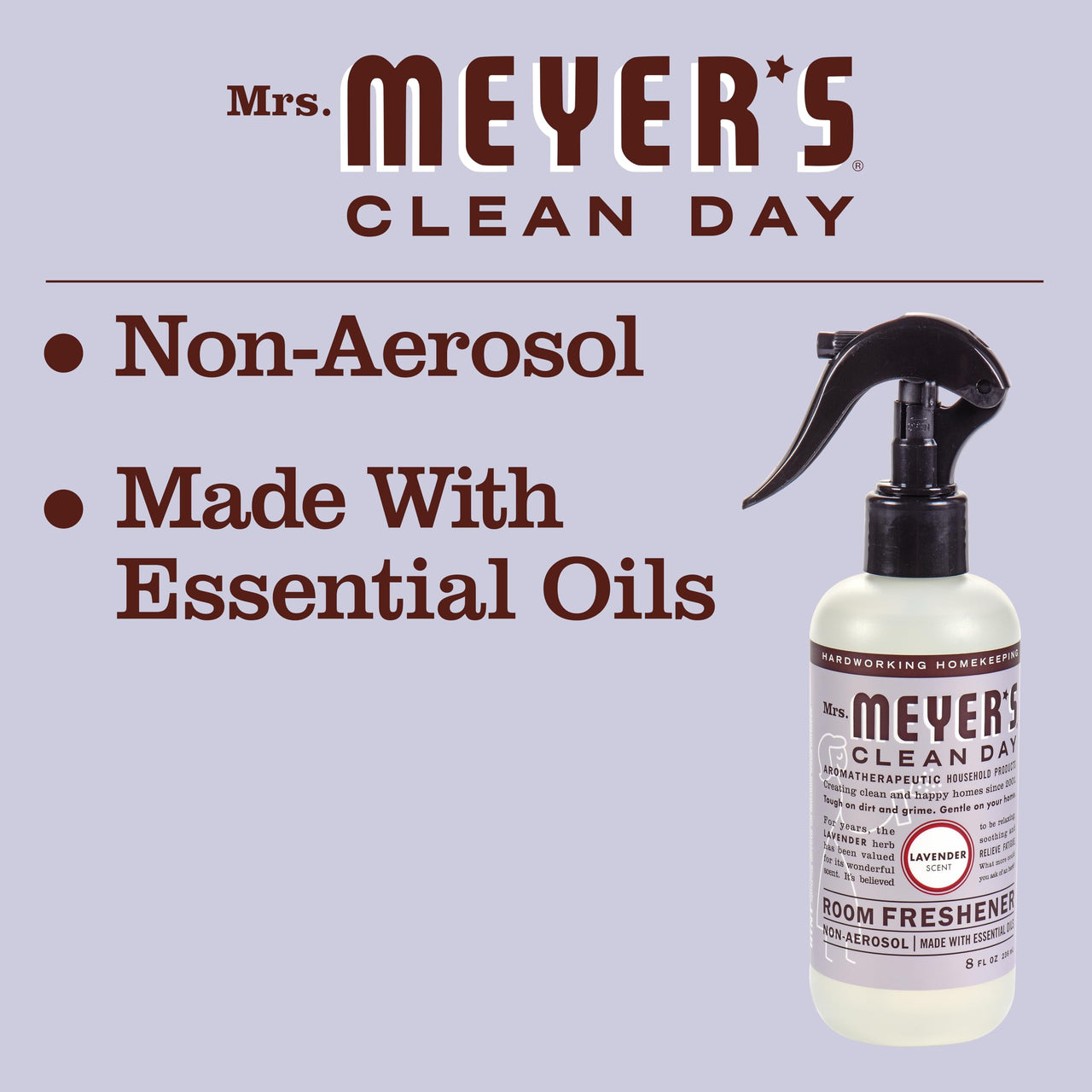 MRS. MEYER's CLEAN DAY Room and Air Freshener Spray, Non-Aerosol Spray Bottle Infused with Essential Oils, Lemon Verbena, 8 fl. oz - Pack of 3 8 Fl Oz (Pack of 3)