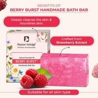 Passion Indulge Handmade Soap Natural Berry Burst Bath Bar - (Strawberry) (Pack of 3)