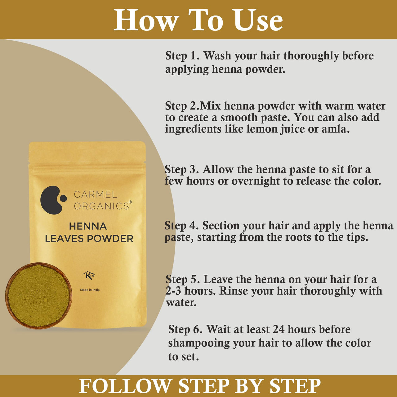 CARMEL ORGANICS Hair Color Henna & Indigo Leaves Powder Combo (340gm Each) | No Added Preservative and Additives | Non-GMO | Made By Pure And Natural Dried Leaves