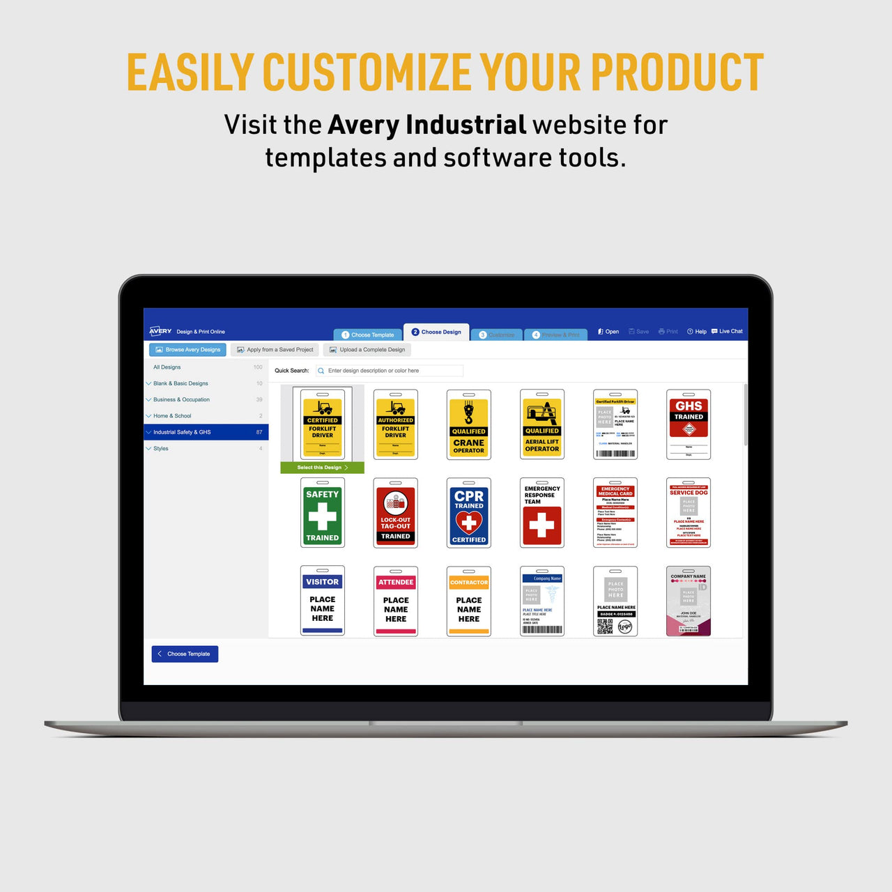 Avery Durable Tall ID Badges for Lanyards, Laser Printable on Both Sides, Blank White, 80 Total, 3.375" x 2.125" (61612)
