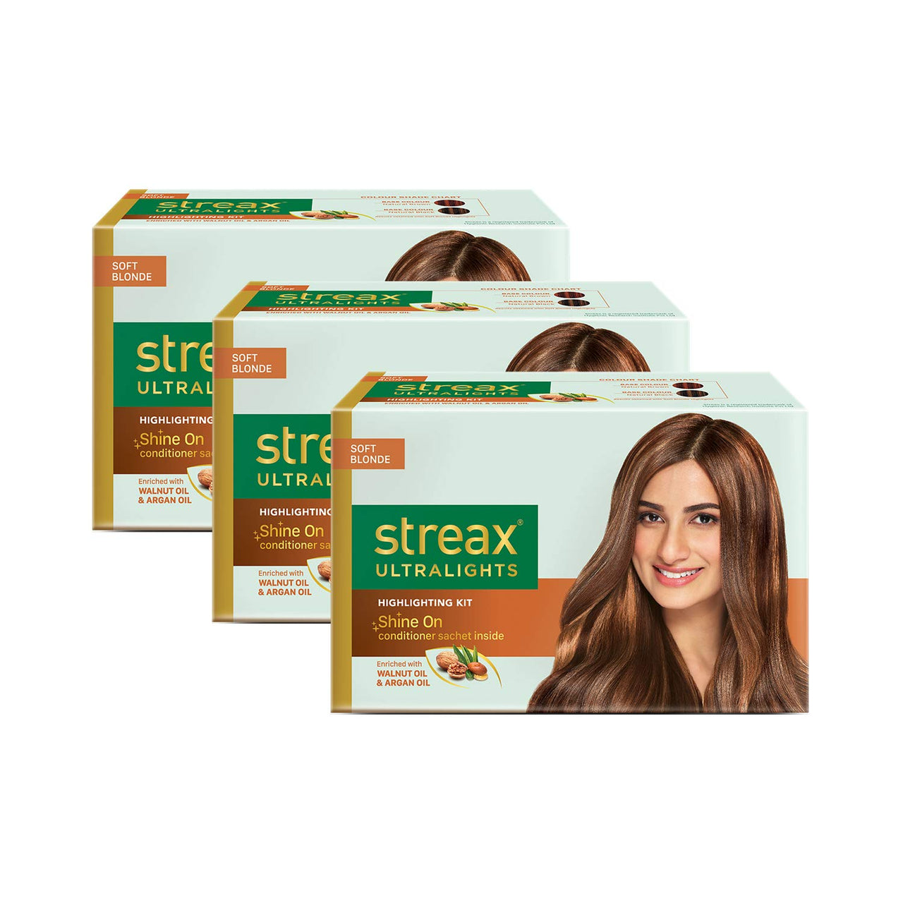 Streax Ultralights Hair Color Highlighting Kit for Women & Men, 60ml (Pack of 3) | Gem Collection - Soft Blonde| Contains Walnut & Argan Oil | Shine On Conditioner | Longer Lasting Highlights