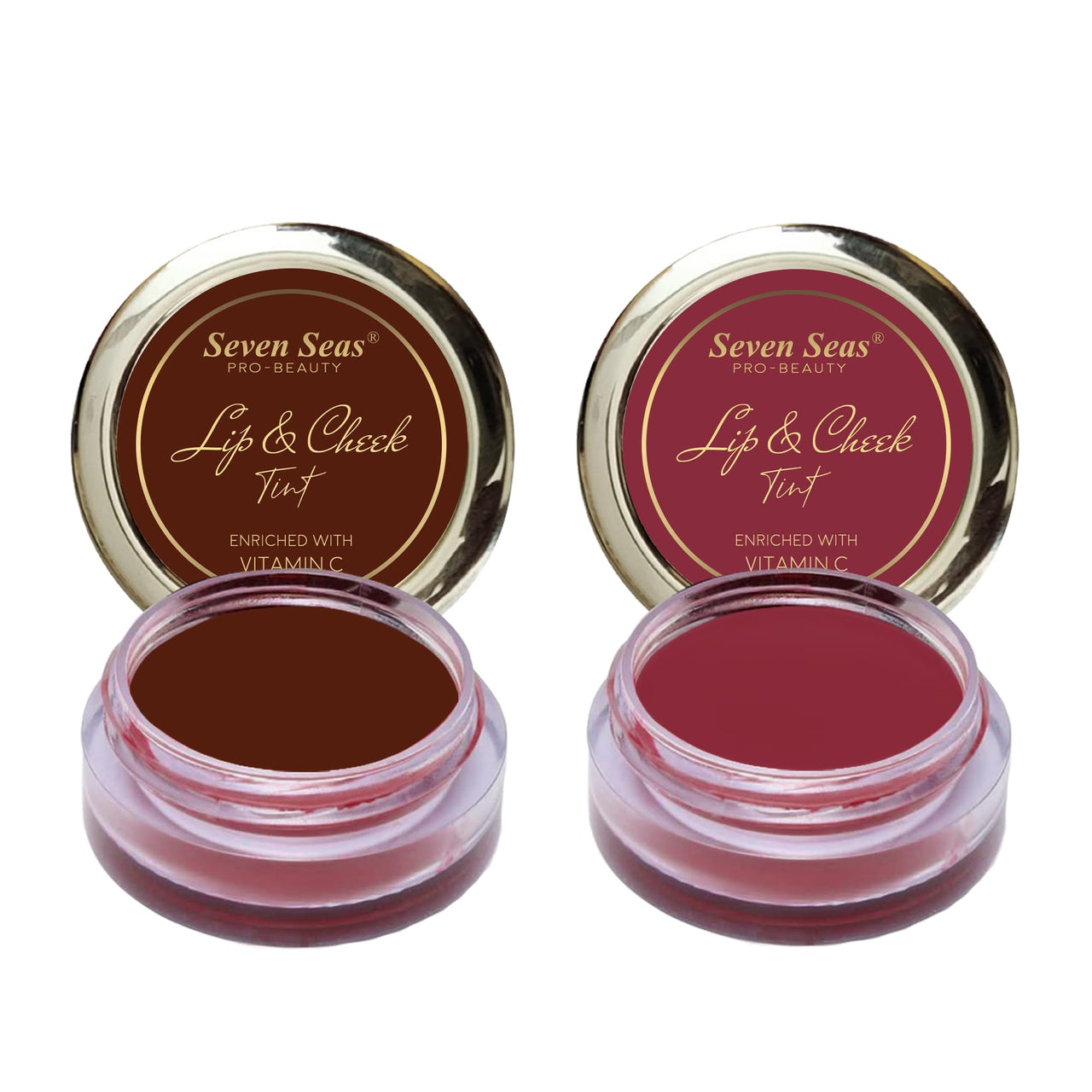 Seven Seas Lips & Cheek Tint Combo Pack of 2 | Matte Natural Blush for Women | Lip Tint with Vitamin E | Nourishing Cheek Tint (Maroon, Mandy)