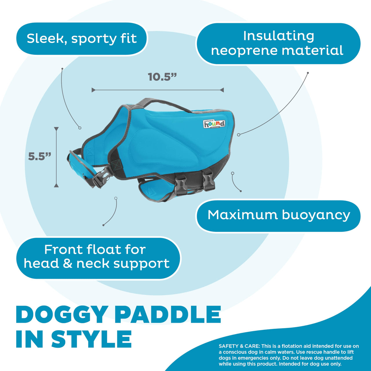 Outward Hound Dawson Swim Blue Dog Life Jacket, Small Dawson (Warmth) Small (Chest Girth: 16"-20")