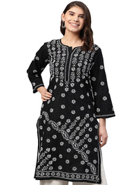 Ada Hand Embroidered Lucknowi Chikankari Ethnic Wear Cotton Kurta Kurti Tunic for Women