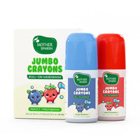 Mother Sparsh Jumbo Crayon Roll-On Kids Handwash (Pack of 2) | Strawberry & Blueberry Scented | Non-Toxic Hand Wash for Kids & Babies, Paraben Free, SLS Free, Alcohol Free | Colourful Soap Pen