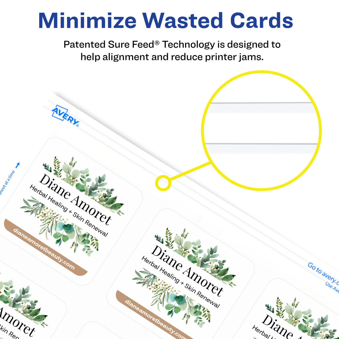 Avery Clean Edge Printable Square Cards with Sure Feed Technology, Rounded Corners, 2.5" x 2.5", White, 180 Blank Cards for Inkjet Printers (35702)