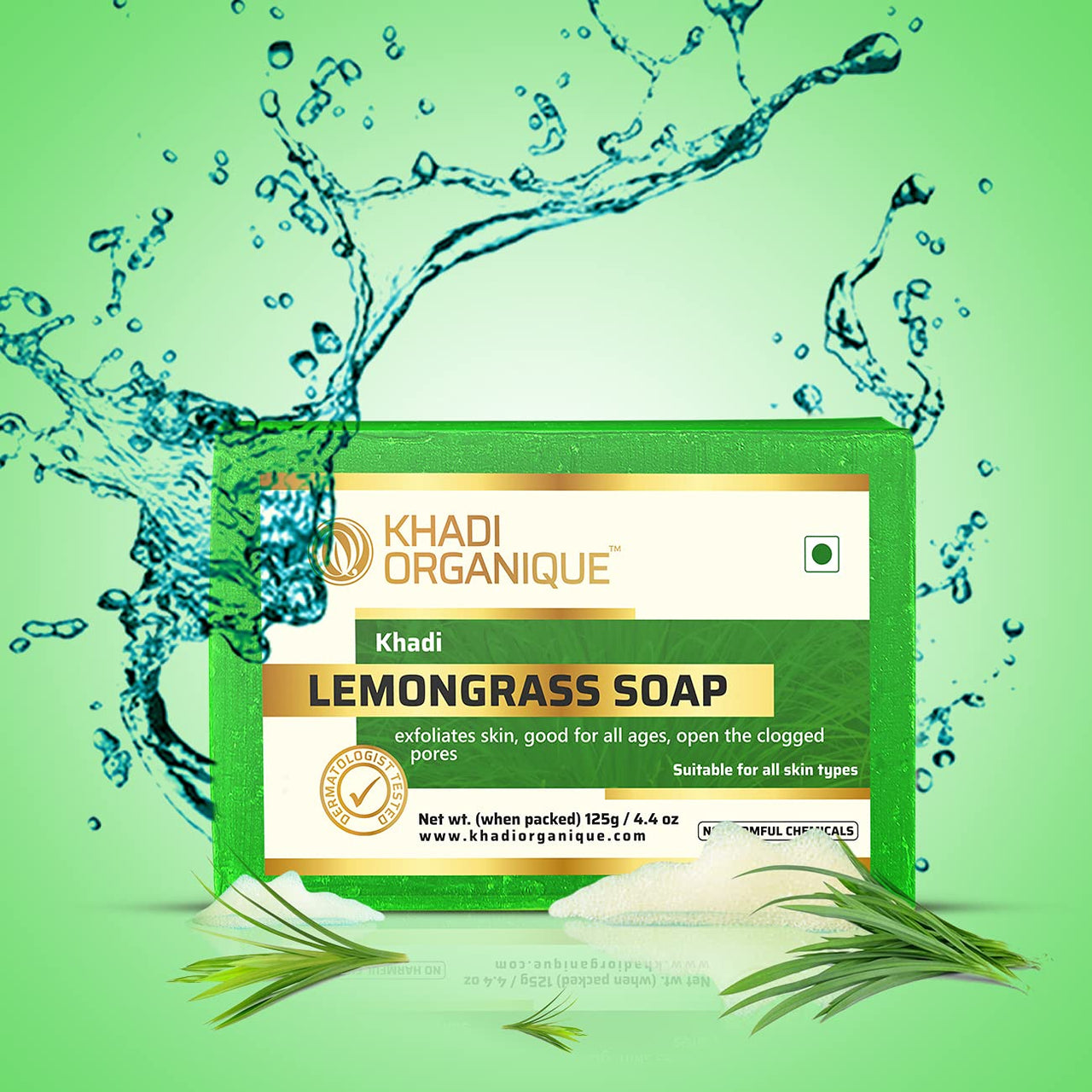 Khadi Organique Pure Natural & Herbal Handmade Lemongrass soap Combo Kit Pack of 4 500gm