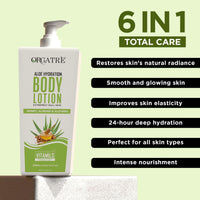 Orgatre Aloe Hydration Body Lotion with Honey, Almond & Alovera | Deep Moisturizing for Dry Skin | For Men & Women | Soothes, Protects & Revitalizes | 24-Hour Intense Hydration - 400ml
