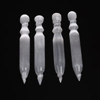 JIC Gem 4 Pcs Selenite Wand 6 Inch Natural Spiral Selenite Sticks Crystal Point for Reiki, Healing, Meditation, Chakra, Positive Energy B-spiral4 Wand 6