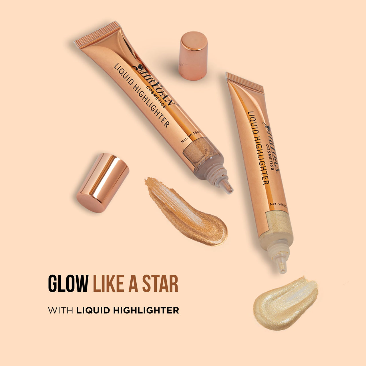 Shryoan Liquid Highlighter| Shimmery Glow for All Skin Tones | Lightweight Cream Formula for Full Coverage, Long-Lasting Glow for Radiance & Paraben-Free (15g)