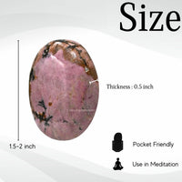 Rhodonite Palm Stone - Hot Massage Worry Stone for Natural Body Chakra Balancing, Reiki Healing and Crystal Grid Rhodonite