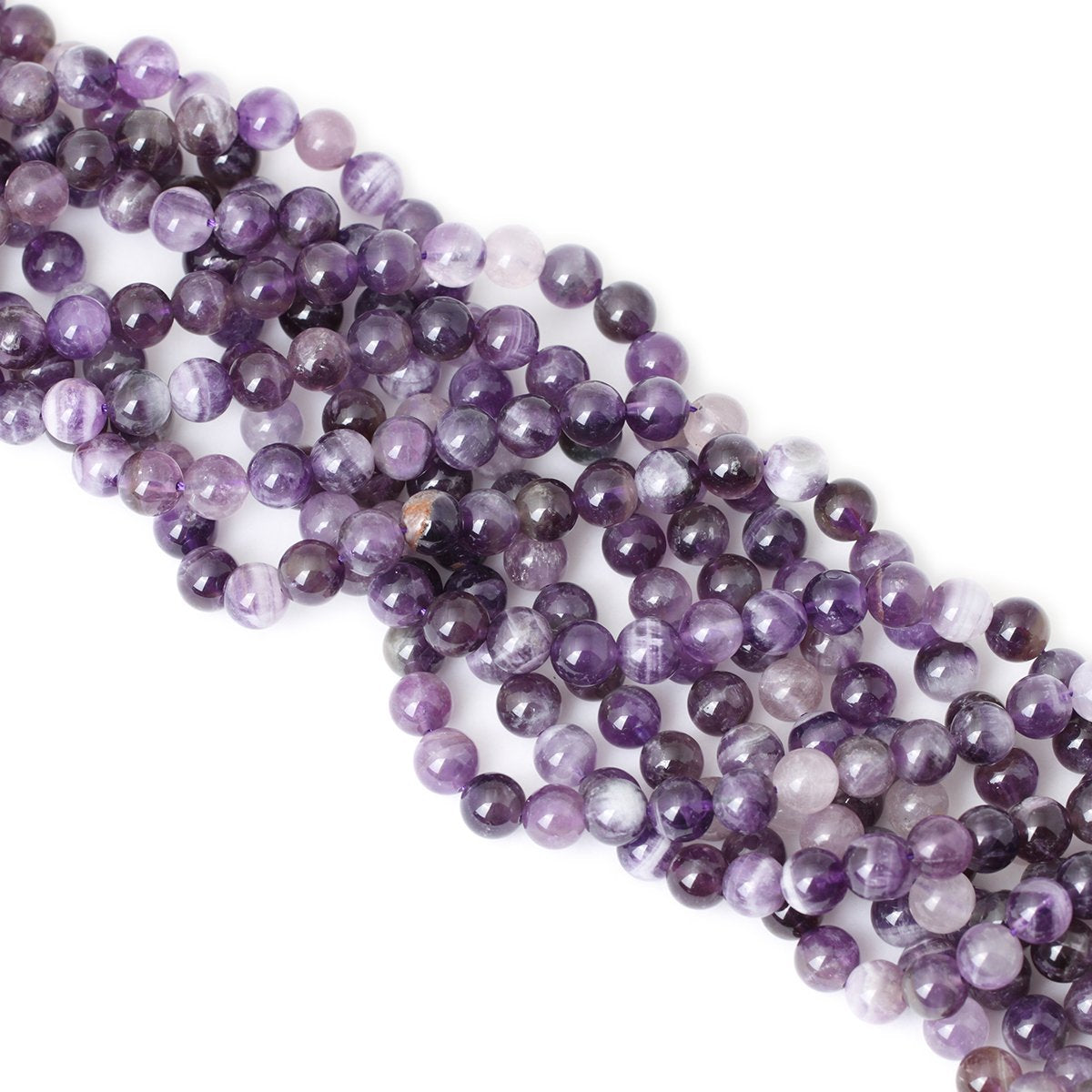 CHEAVIAN 45PCS 8mm Natural Dog Teeth Amethyst Gemstone Round Loose Beads Crystal Energy Stone Healing Power for Jewelry Making 1 Strand 15"
