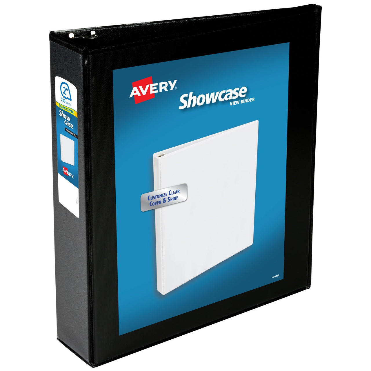 Avery Economy Showcase View 3 Ring Binder, 2 Inch Slant Rings, 1 Black Binder (19700) 2"