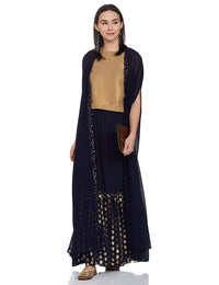 Indya Womens Solid Embellished Waist Palazzo Pants