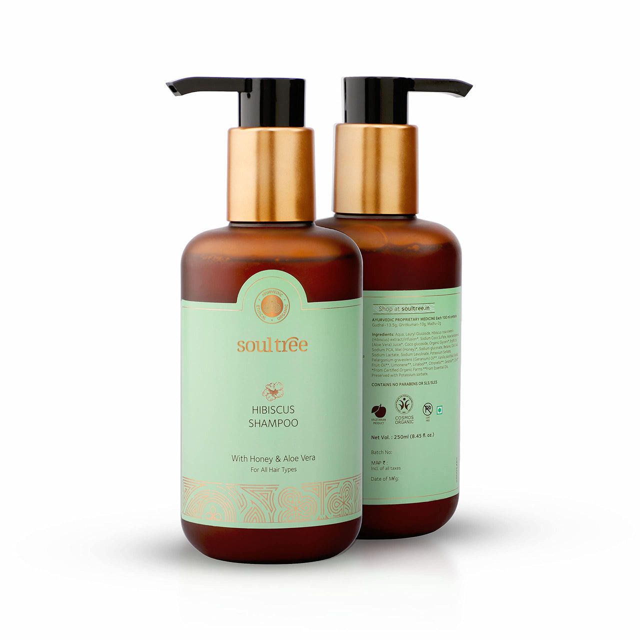 SoulTree Hibiscus Shampoo with Honey & Aloe Vera - Prevents Dryness & Hair Breakage, Cleanses & Hydrates at the same time, SLS/SLES Free - All Hair Types, 250 ml