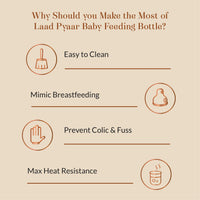 Baby Forest Laad Pyaar Feeding Bottle Replacement Nipple | Medium Flow | Easy to Clean | Mimic Feeding | Prevent Colic & Fuss | Dual Anti-Colic Vent