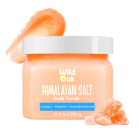 WildOak Himalayan Salt Scrub | 300gm | with Probiotics, Collagen, Peptides, Ceramides & Stem Cells | Tan Removal | Lightens Dark Area Like Neck & Elbows | Smoothen Bumpy Legs & Hands | Salt Body Scrub