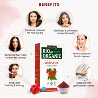 INDUS VALLEY Bio Organic Non-Toxic Aloe Vera Gel for Acne, Scars, Glowing & Radiant Skin Treatment & Hibiscus Powder | Hibiscus rosa-sinensis (175ml+ 100g)