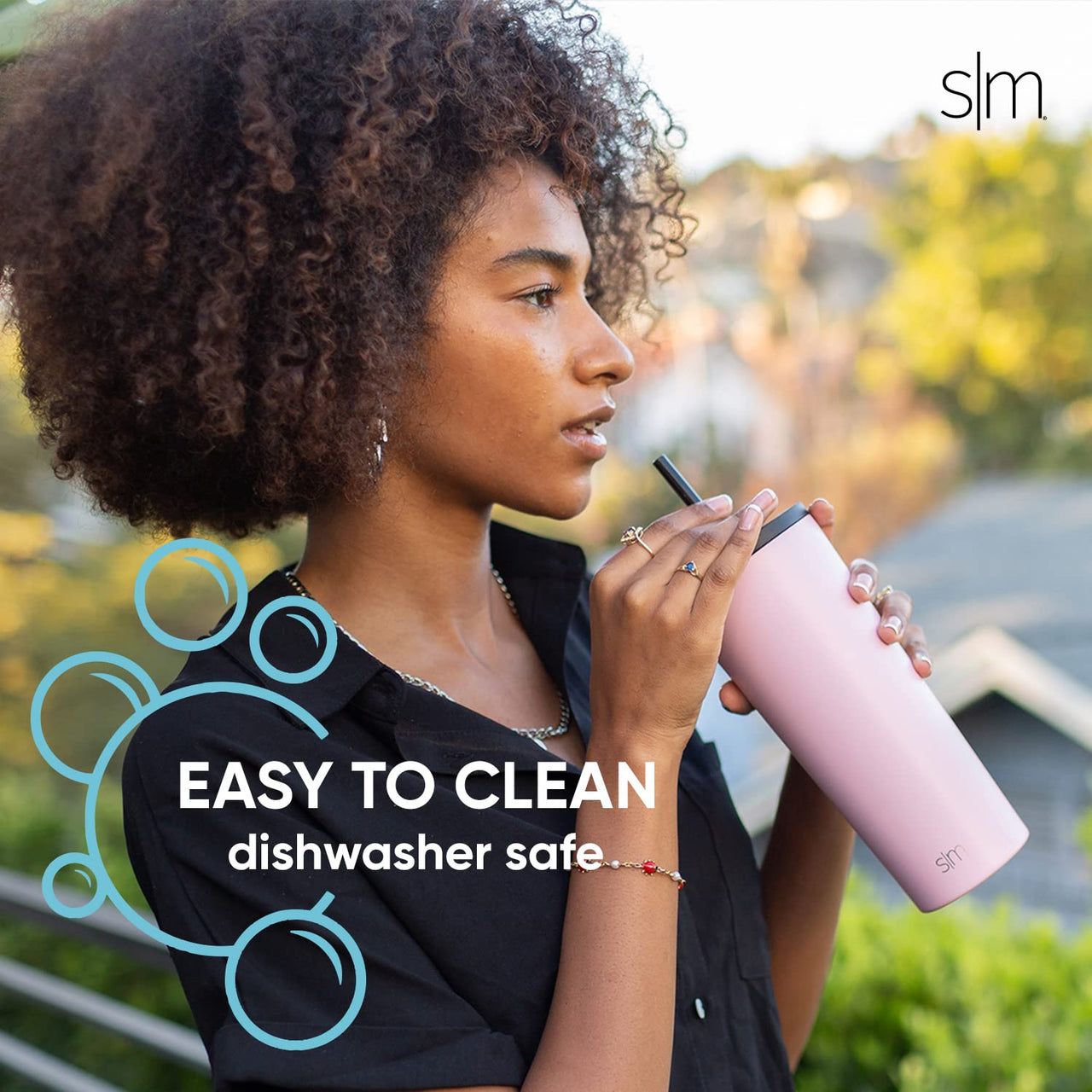 Simple Modern Insulated Tumbler with Lid and Straw | Iced Coffee Cup Reusable Stainless Steel Water Bottle Travel Mug | Gifts for Women Men Her Him | Classic Collection | 20oz | Midnight Black