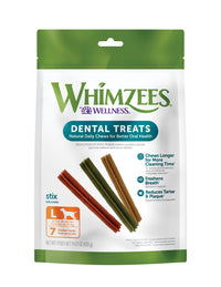 WHIMZEES by Wellness Stix Natural Dental Chews for Dogs, Long Lasting Treats, Grain-Free, Freshens Breath, Large Breed, 7 count Classic Stix 7 Count (Pack of 1)