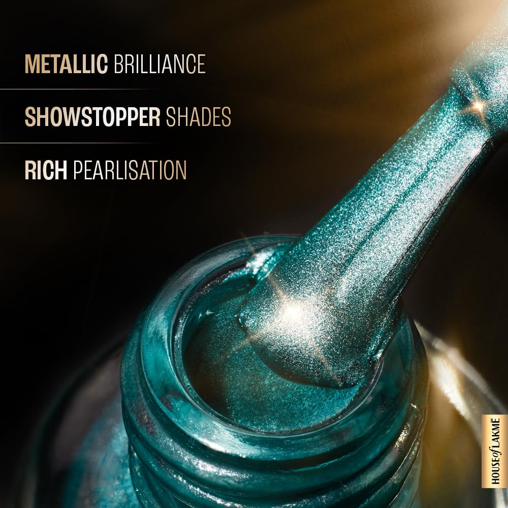 Lakmé Ultimate Glam Chrome Metallic Finish Nail Color - Turquiose - CH9, 6 ml