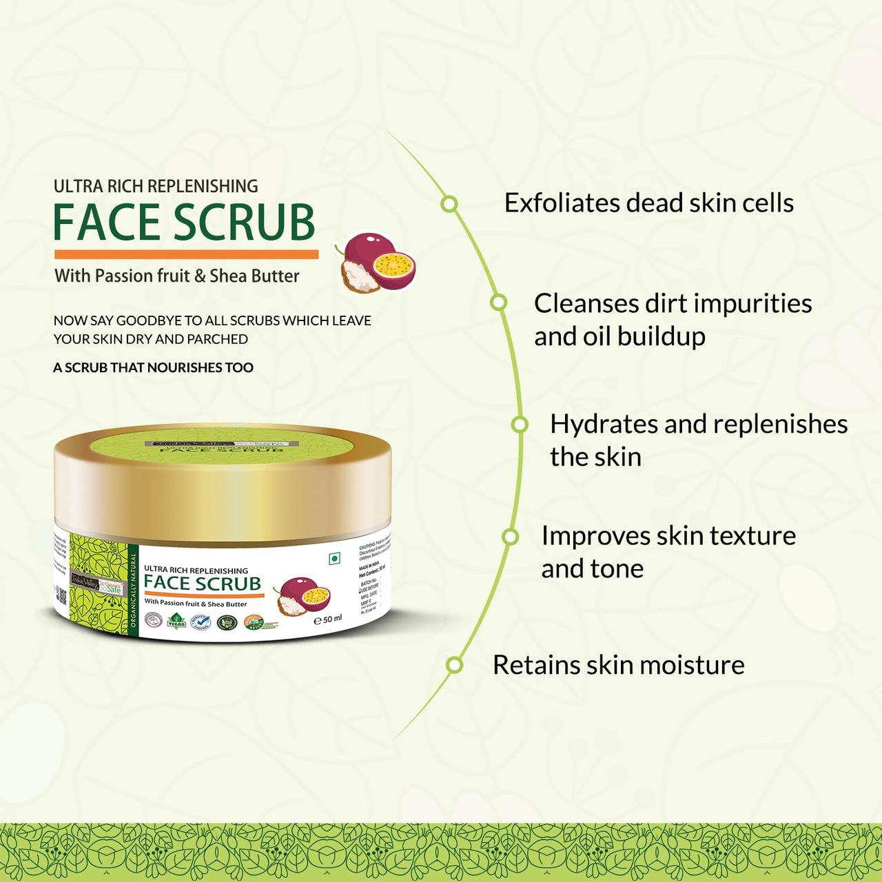 INDUS VALLEY Ultra Rich Replenishing Shea Butter Fruit Face Scrub - (50ml)